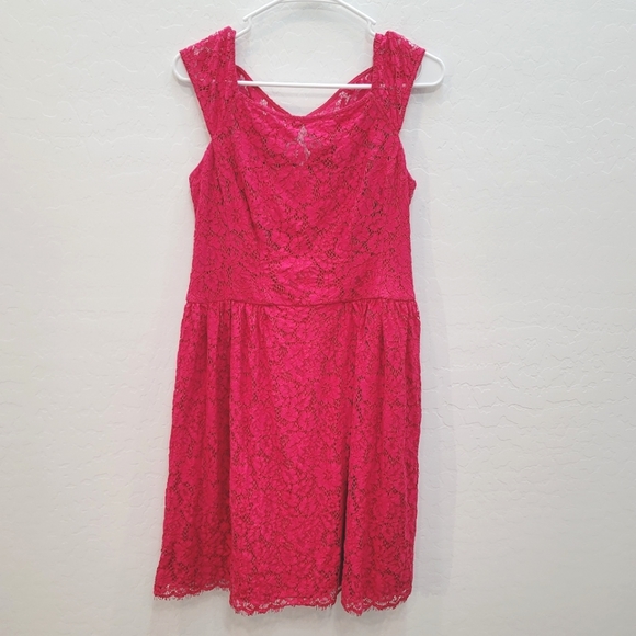 Jessica Simpson Pink Cap Sleeve Lace Dress Women's Size 6 - Picture 3 of 13